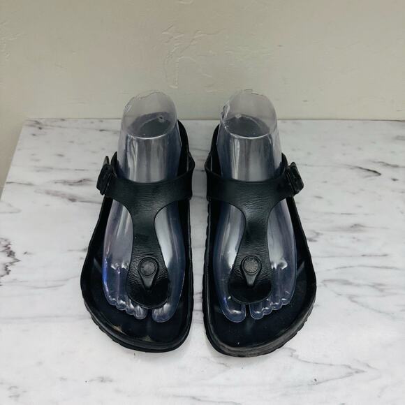 Birkenstock Gizeh Black Leather Thong Sandals Women’s Size 5.5 - Picture 3 of 10
